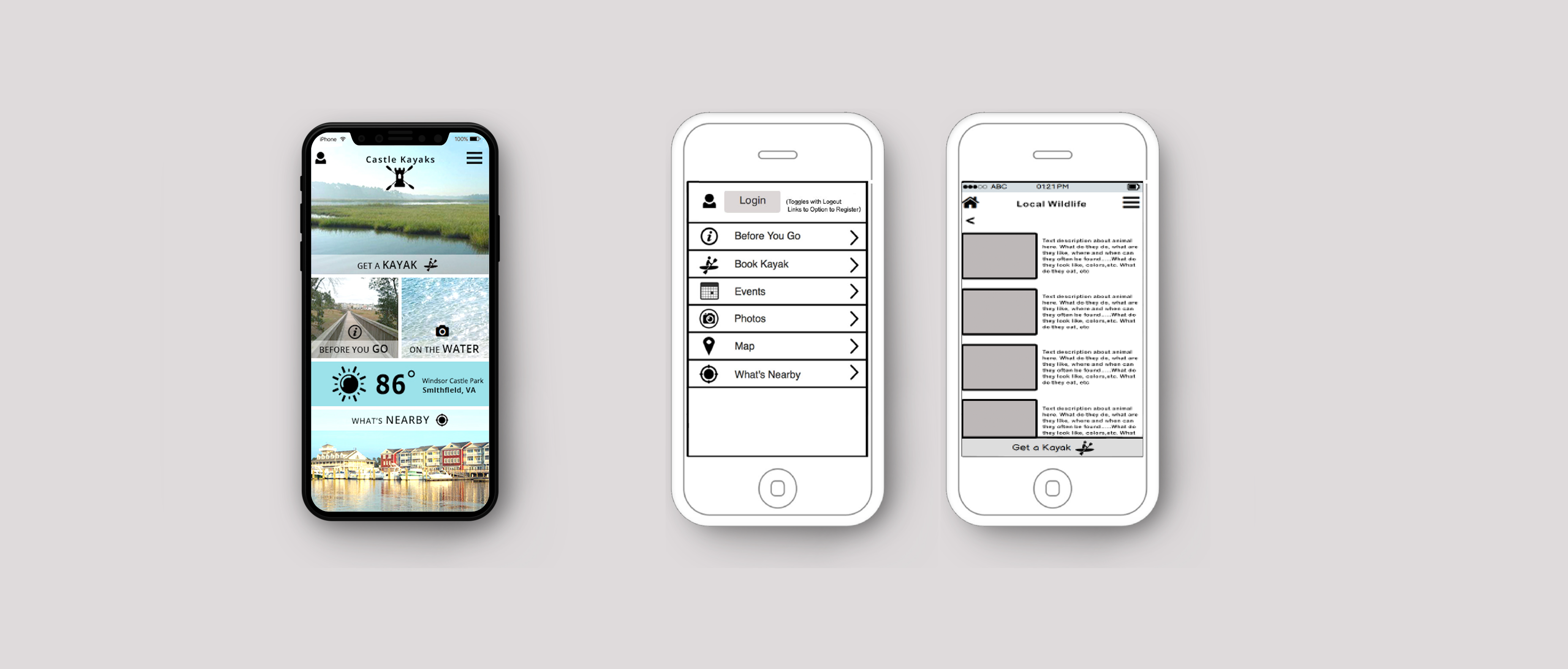 Castle Kayaks App Design UI/UX Case Study
