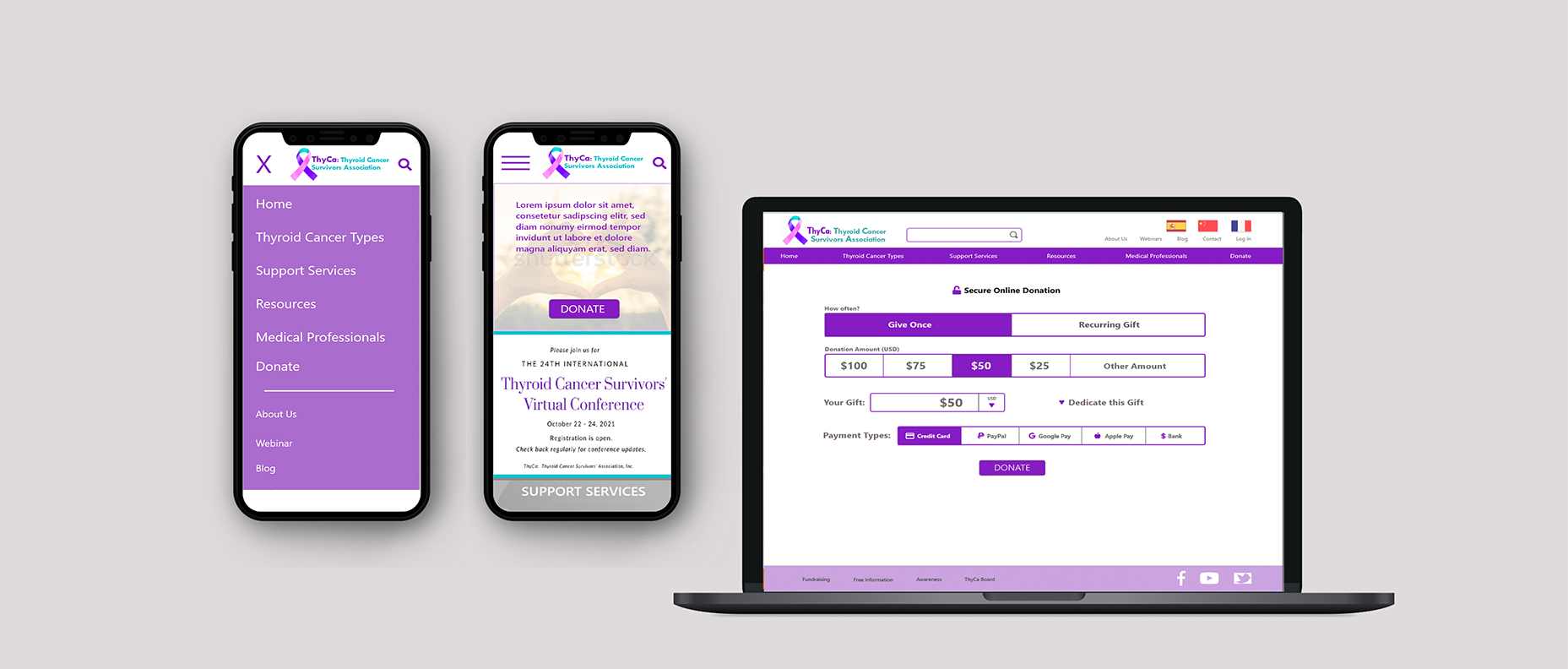 ThyCa Donation Flow Redesign UI/UX Case Study