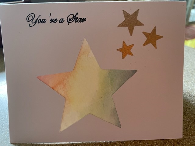 Card I made from Cricut, watercolor, and embossed stamps